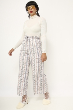 Calça floral midi malha vintage - comprar online
