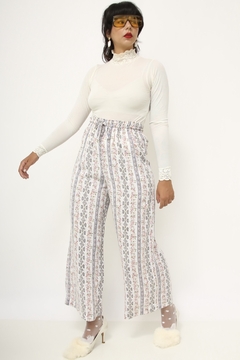 Calça floral midi malha vintage na internet