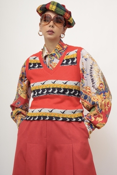 Colete vermelho aves vintage - comprar online
