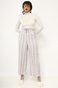 Calça floral midi malha vintage - loja online