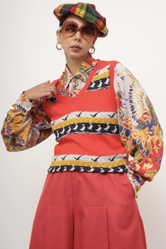 Colete vermelho aves vintage - comprar online