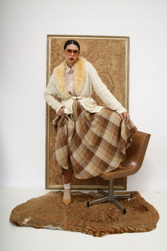 Cardigan tricot gola pele vintage - comprar online