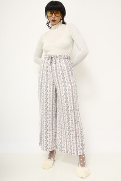 Calça floral midi malha vintage - Capichó Brechó