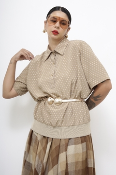 Blusa poa bege golinha punho - loja online
