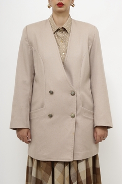 Blazer vestido bege ombreira