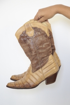 Bota couro bege marrom 36