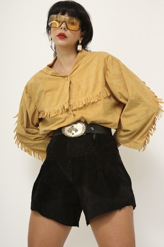 Camisa amarela franja vintage na internet