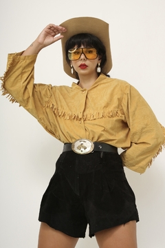 Camisa amarela franja vintage