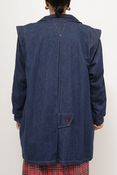 Imagem do Maxi jaqueta jeans 80 forro xadrez