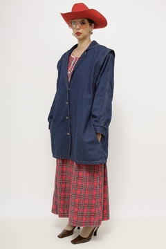 Maxi jaqueta jeans 80 forro xadrez - loja online