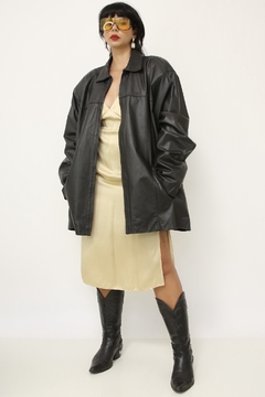 Maxi jaqueta couro vintage preta - loja online