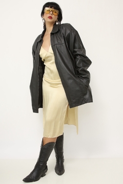 Maxi jaqueta couro vintage preta
