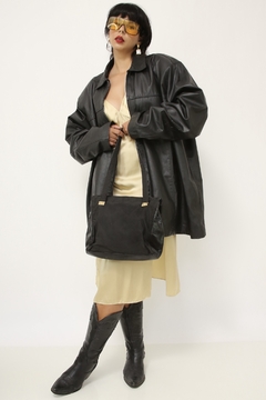 Maxi jaqueta couro vintage preta - loja online