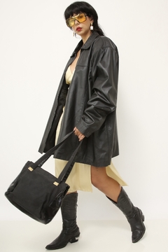 Maxi jaqueta couro vintage preta - loja online