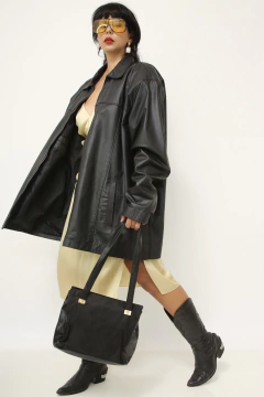 Imagem do Bolsa preta inspiração VERSACE lateral couro