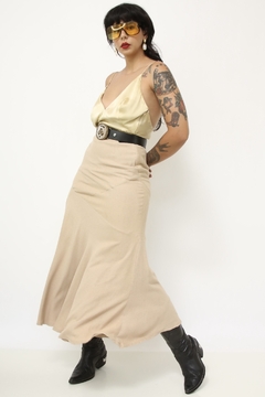 Saia midi bege vintage - loja online