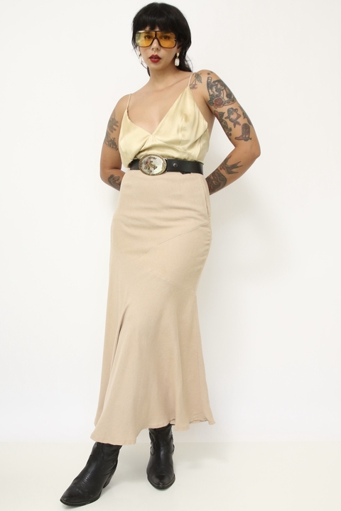 Saia midi bege vintage