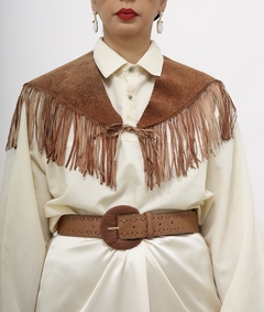 Pala franja couro marrom western - comprar online