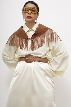 Pala franja couro marrom western - Capichó Brechó