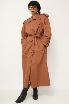 Trench Coat telha ombreira longo forrado