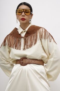 Pala franja couro marrom western - comprar online