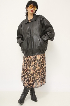 Jaqueta bomber couro Juliana Macuir vintage
