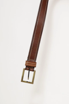 Cinto marrom classico couro fivela bronze - comprar online