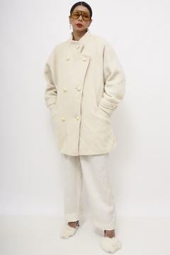 Casaco lã creme textura vintage - Capichó Brechó