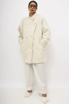 Casaco lã creme textura vintage - Capichó Brechó