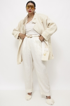 Casaco lã creme textura vintage - comprar online