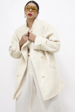 Casaco lã creme textura vintage - comprar online