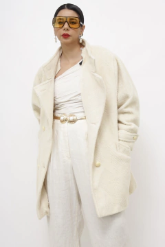 Casaco lã creme textura vintage - Capichó Brechó