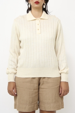 Imagem do Pulover tricot polo vintage creme