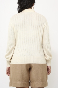 Pulover tricot polo vintage creme