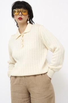 Pulover tricot polo vintage creme - Capichó Brechó