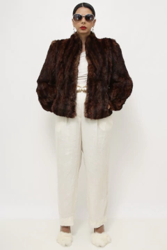 Casaco pele curto vintage marrom - comprar online