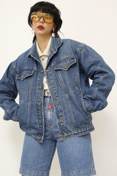 Jaqueta jeans classica forro xadrez vermelho - loja online