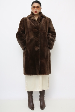 Casaco de pele marrom classico - comprar online