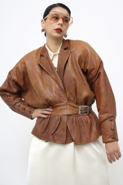 Jaqueta couro marrom 80´s ARGENTINA - loja online