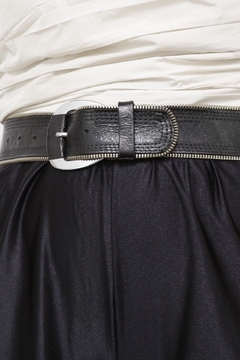 Cinto couro preto ziper fivela biker - comprar online