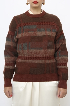 Pulover vintage Lã classico marrom - comprar online