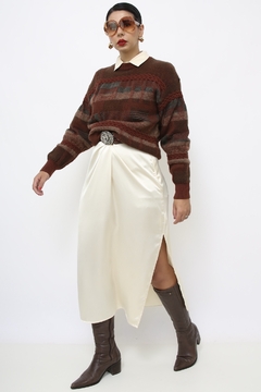 Pulover vintage Lã classico marrom - comprar online