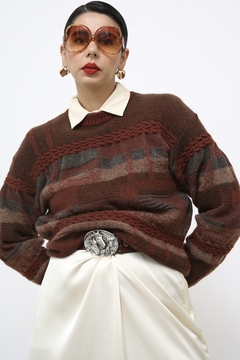 Pulover vintage Lã classico marrom - loja online