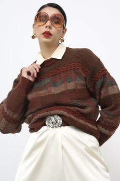Pulover vintage Lã classico marrom - comprar online