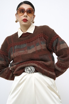 Pulover vintage Lã classico marrom