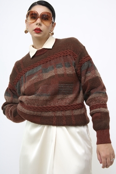 Pulover vintage Lã classico marrom na internet