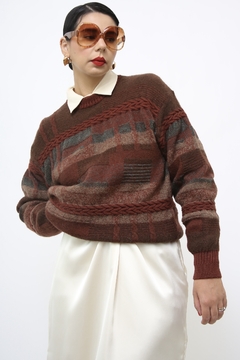 Pulover vintage Lã classico marrom - Capichó Brechó