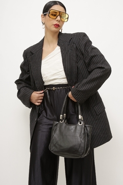 Imagem do Bolsa preta couro vintage