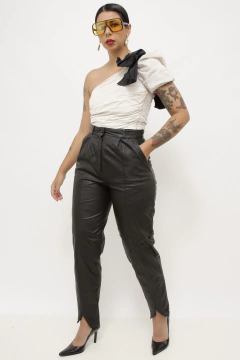 Calça 100% couro cintura alta forrada - comprar online