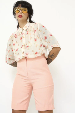 Camisa longa flores transparencia - comprar online